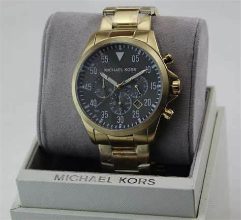 Michael Kors Mens Gage Silver Tone Black Dial Chronograph 